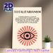 Symbolic Eye Themed Painting Poster, Minimalist Graphic With Red Radiating Accents And Concise Text Poster, Thought-provoking Wall Decor Suitable For_maomaolike.com