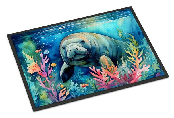 Manatee Doormat Front Door Mat Indoor Outdoor Rugs For Entryway, Non Slip Washable Low Pile, 24H X 36W_maomaolike.com