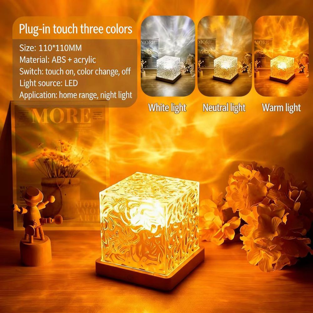 Dynamic Water Ripple Flame Projector Lamp, Rotatable 3/16 Color Crystal Lampu Projek Malam RGB Mood Decor Light Bedroom Living Room Study Desktop Gift_maomaolike.com