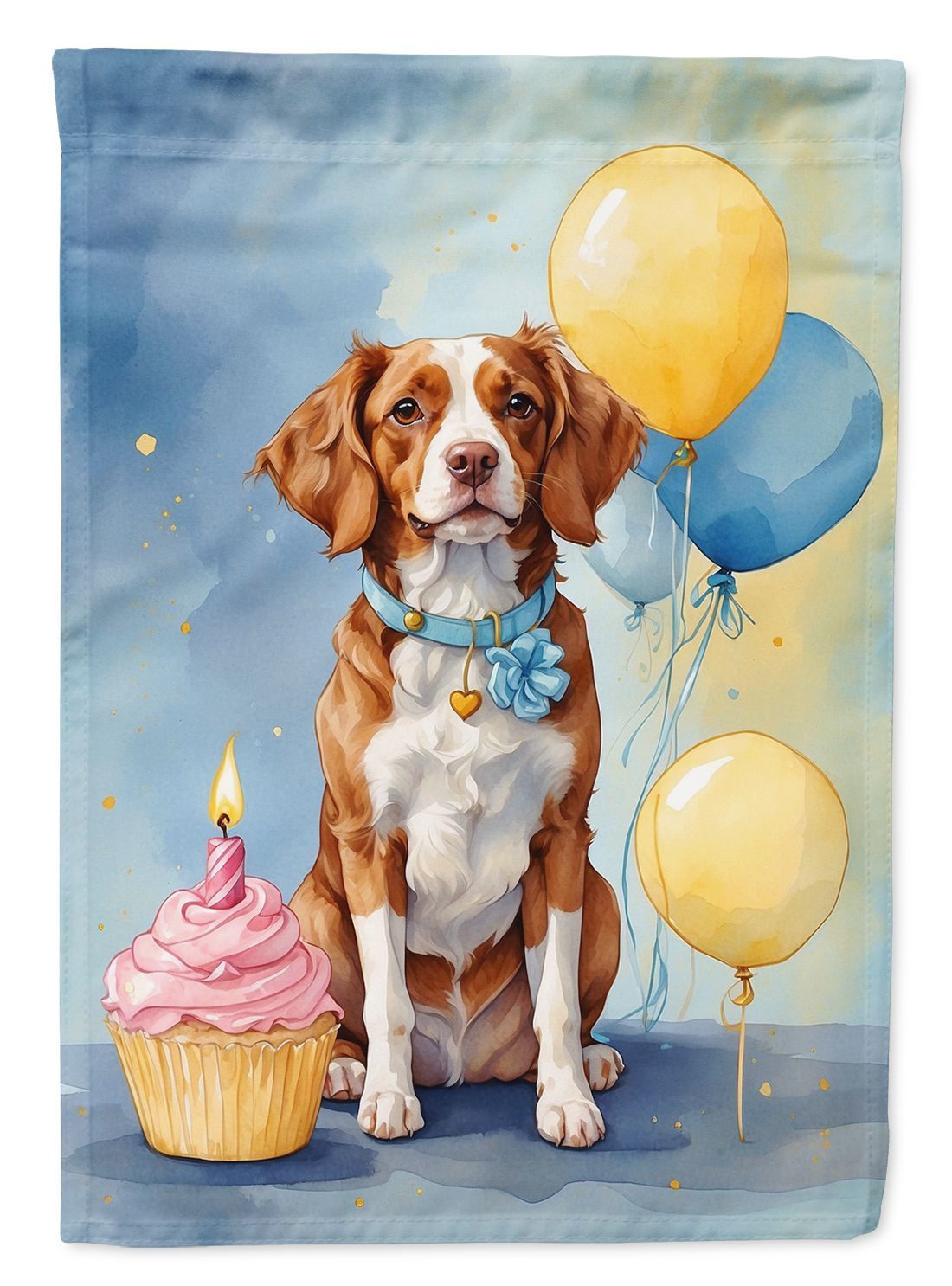 Brittany Spaniel Happy Birthday House Flag Large Porch Sleeve Pole Decorative Outside Yard Banner Artwork Wall Hanging, Polyester, House Size, Multicolor_maomaolike.com