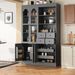 TOPMAx 47.2x15.7x75inch Freestanding Buffet With Hutch Tall Kitchen Pantry Cabinet With 4 Drawers Door Shelves And Pull- Out Trays For Dining Room Living Room Gray_maomaolike.com