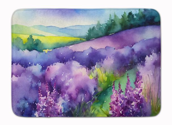 New Hampshire Purple Lilac In Watercolor Memory Foam Kitchen Mat Machine Washable Anti-Fatigue Mat Cushion Comfort Bath Mat Or Kitchen Rug_maomaolike.com