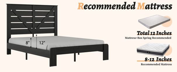 Full Bed Frame Headboard , Wood Platform Bed Frame , Noise Free,No Box Spring Needed And Easy Assembly Tool,Large Under Bed Storage, Black_maomaolike.com