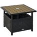 Outsunny 22'' Rattan Wicker Side Table With Steel Frame, Umbrella Insert Hole, Sand Bag For Outdoor, Patio, Garden, Backyard, Black & Tan_maomaolike.com