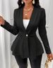 Women's Clothing new casual texture single button green fruit collar long sleeved top jacket_maomaolike.com