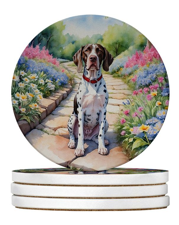 Pointer Spring Path Large Sandstone Coasters Pack Of 4 Absorbent Round Coasters Decor Gifts For Men Or Women, 4 In, Multicolor_maomaolike.com