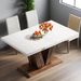 47-Inch Dining Table For 4, White Kitchen Dinner Table With Heavy Duty Pedestal, Farmhouse Wooden Eating Table_maomaolike.com