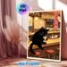 Japanese Izakaya Black Cat Painting Poster, Warm-toned Vintage Anime Style Poster, Cozy Whimsical Design Suitable For Home Bar, Living Room_maomaolike.com