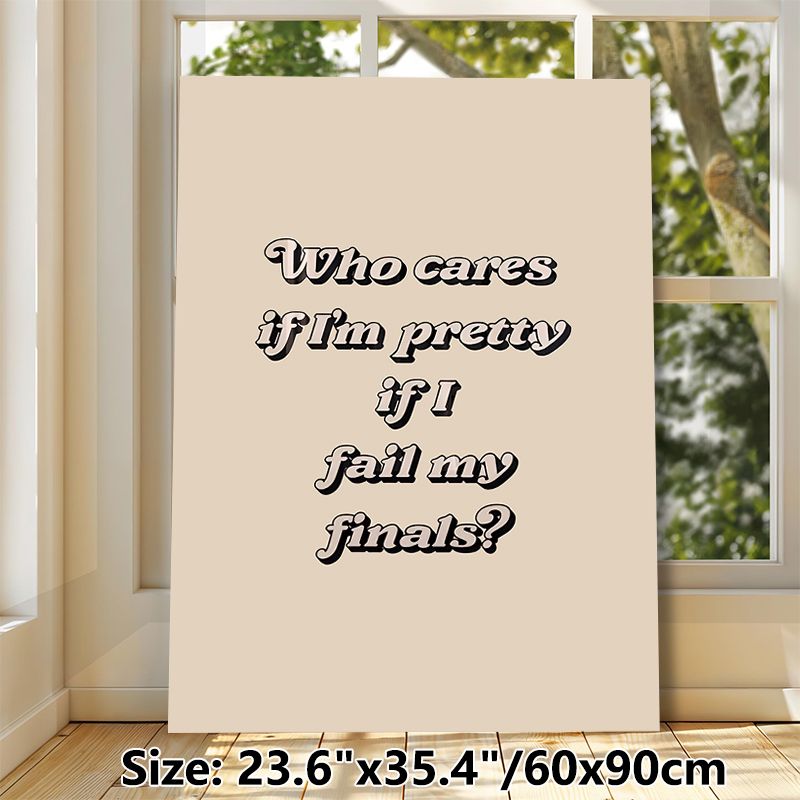 Witty Exam Quote Painting Poster, Retro Stylized Text Poster, Lighthearted Relatable Piece Ideal For Dorm Room, Bedroom Wall Decor_maomaolike.com