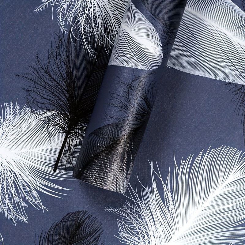 New Feather Wallpaper Self-Adhesive Waterproof Moisture-Proof Bedroom Background Wall Removable Decorative Sticker_maomaolike.com
