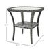Outsunny Rattan Coffee Table With Storage Shelf, Wicker Side Table With Glass Top, Outdoor End Table For Garden, Porch, Backyard, Mix Gray_maomaolike.com