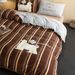 Autumn Winter Cartoon Color-Block Striped Greyhound Patch Embroidery Warm Bedding Anti-Static Milk Velvet Four-Piece Set Home Text_maomaolike.com