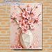 Pink Floral Vase Painting Poster, Soft-hued Textured Oil Style Poster, Delicate Elegant Floral Artwork Ideal For Living Room, Bedroom_maomaolike.com