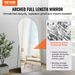 VEVOR Arched Full Length Mirror, 71'' X 30'', Large Free Standing Leaning Hanging Wall Mounted Floor Mirror With Stand Aluminum Alloy Frame, Full Body Dressing Mirror For Living Room Bedroom, Black_maomaolike.com