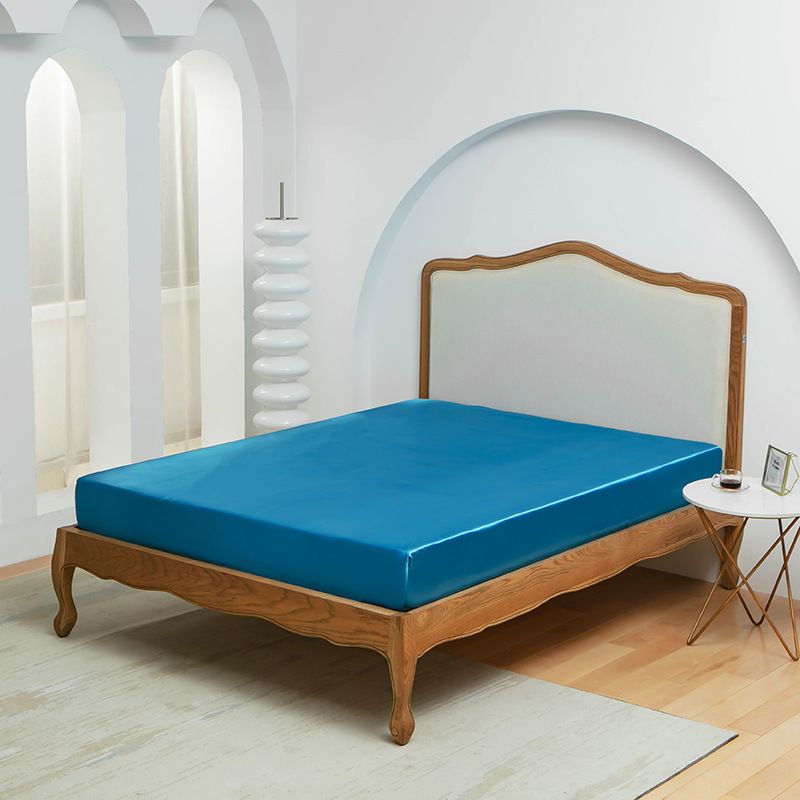Solid Color Silky Satin Bed Sheet Mattress Protector_maomaolike.com