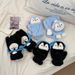 New Cute Cartoon Penguin Warm For Girls, Autumn Winter Plush Scarf, Windproof And Cold-resistant Cycling Gloves_maomaolike.com