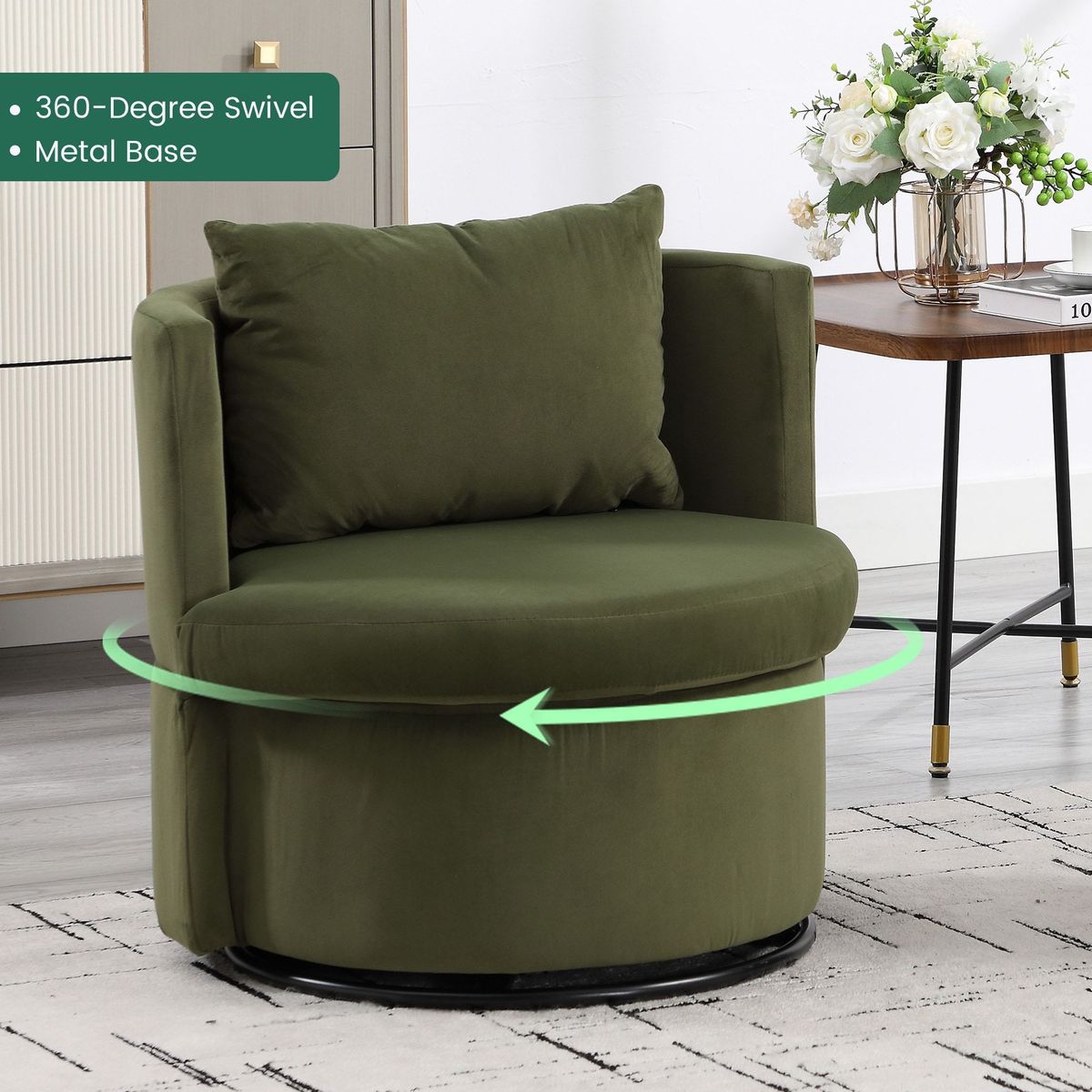 Upholstered Barrel Accent Chair With Ottoman, Living Room Side Chair With Storage, Single Sofa Armchair_maomaolike.com