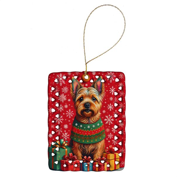 Norwich Terrier Holiday Christmas Porcelain Ornament Christmas Tree Hanging Decorations For Home Christmas Holiday, Rectangle, Gift, Multicolor_maomaolike.com