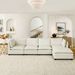 Convertible Sectional Sofa Couch With Ottoman, Cloud Couch 4 Seat L Shaped Sofa With Padded Armrests And Ottoman .Cloud Sofa For Living Room, Apartment And Office, Beige(Beige White)_maomaolike.com