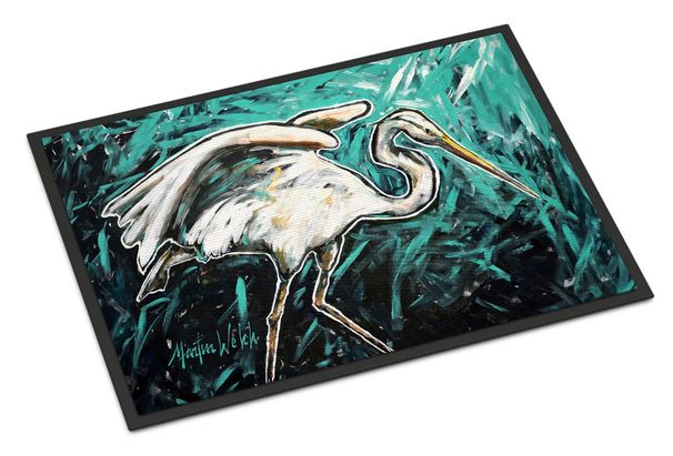 Heron Stretch Doormat Front Door Mat Indoor Outdoor Rugs For Entryway, Non Slip Washable Low Pile, 24H X 36W_maomaolike.com