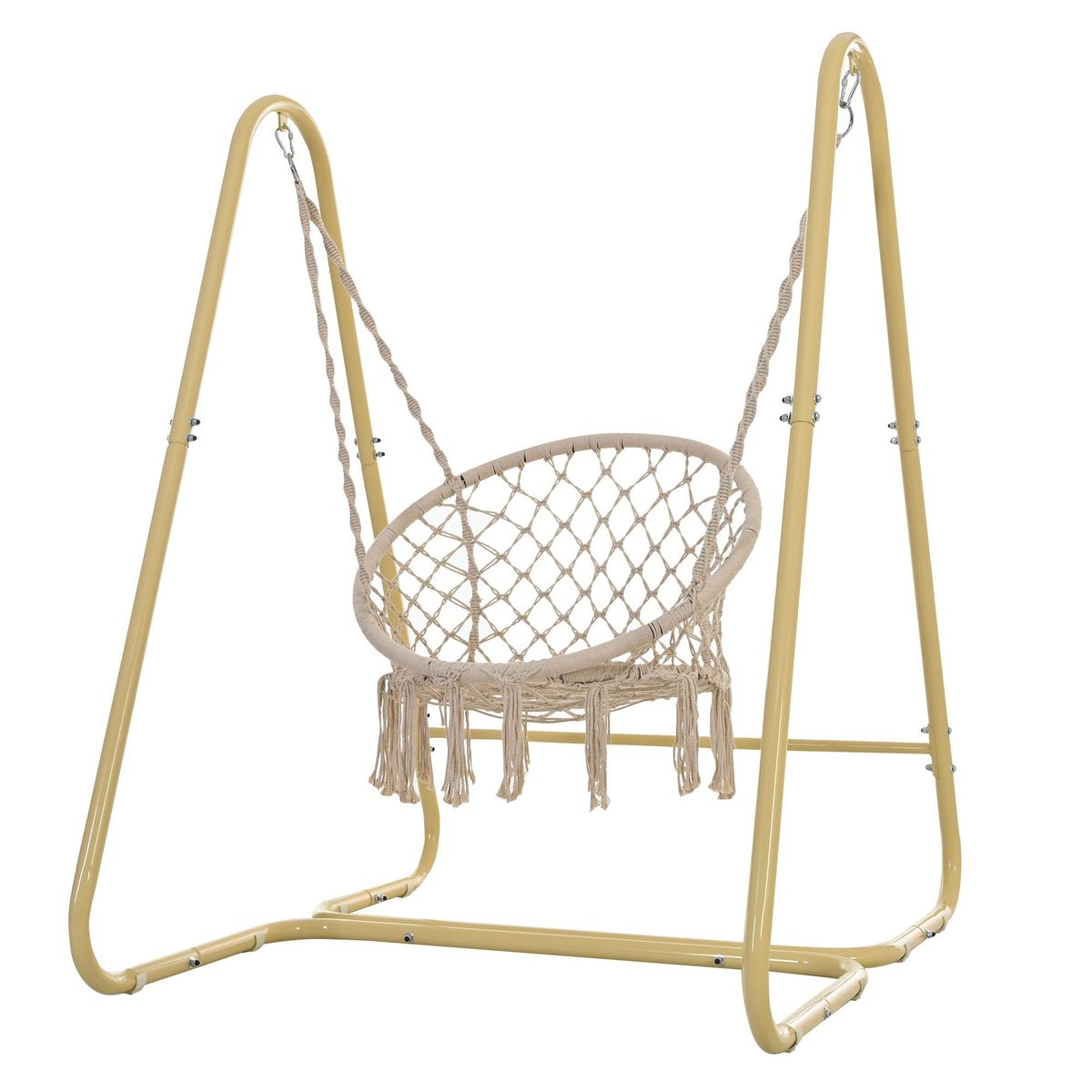 Handmade Macrame Swing Hammock Chair With Stand - Indoor/Outdoor Boho Style Seating_maomaolike.com