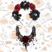 2pcs New Halloween Set Dark Lace Rose Necklace Horror Skull Hair Accessories Set COS Headwear_maomaolike.com