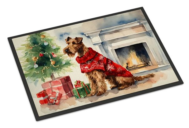 Irish Terrier Cozy Christmas Doormat Front Door Mat Indoor Outdoor Rugs For Entryway, Non Slip Washable Low Pile, 24H X 36W_maomaolike.com