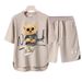 Men's Clothing 2024 Waffle Casual Summer Suit Men's Loose Teen Short sleeved T shirt Shorts Handsome Two piece Suit_maomaolike.com