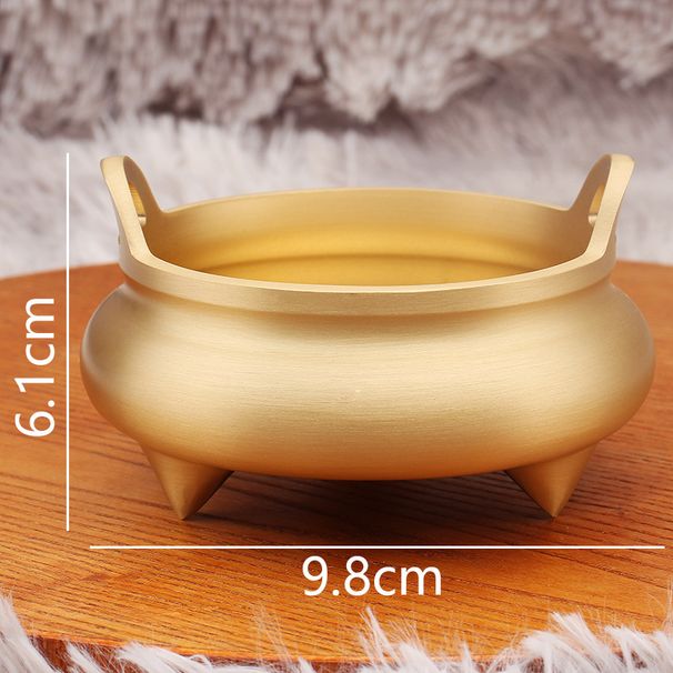 Brass Burner For Home Use, Indoor Holder, Three-Legged Round Censer, Buddhist Altar Offering, Incense Ceremony Metal Craft_maomaolike.com