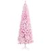 7.5' Tall Unlit Snow Flocked Artificial Christmas Tree Slim Pencil Xmas Tree With Pine Shape And Realistic Branches, Pink_maomaolike.com