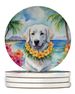 Kuvasz Luau Large Sandstone Coasters Pack Of 4 Absorbent Round Coasters Decor Gifts For Men Or Women, 4 In, Multicolor_maomaolike.com
