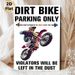Dirt Bike Parking Themed Painting Poster, Vibrant Pop-art Style Dirt Bike Rider Poster, Funny Warning Slogan, Ideal For Garage, Workshop Or Motorcycle_maomaolike.com