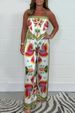 Women's Clothing 2024 New Sexy Printed Satin Suspender Top + Trousers Set_maomaolike.com
