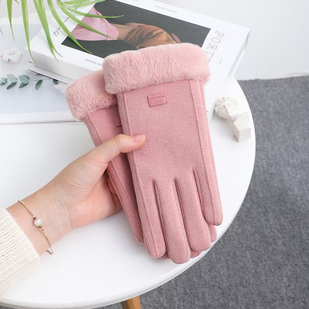 De Velvet Warm Gloves Winter Ladies Plus Velvet Warm Windproof Winter Outdoor Cycling Driving Can Touch Screen Women's Gloves_maomaolike.com