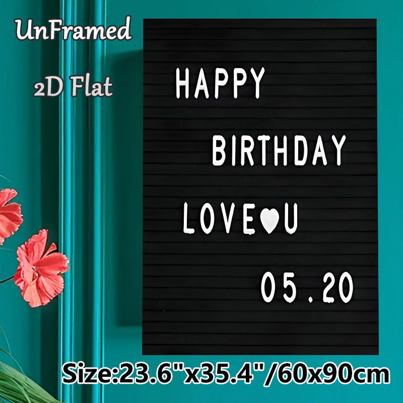 Birthday Love Themed Painting Poster, Minimalist Black & White Text Art Poster, Warm Heartfelt Birthday Message, Ideal For Birthday Celebrations And_maomaolike.com