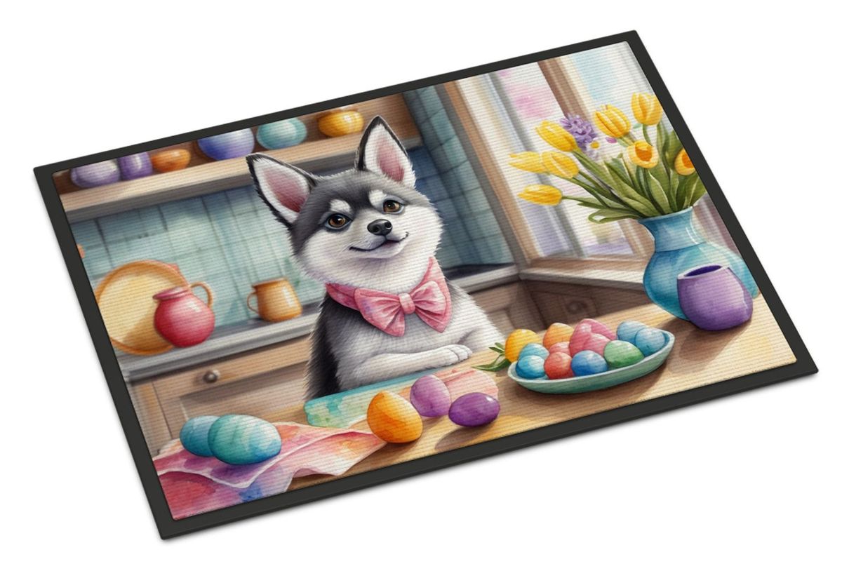 Decorating Easter Alaskan Klee Kai Doormat Front Door Mat Indoor Outdoor Rugs For Entryway, Non Slip Washable Low Pile, 24H X 36W_maomaolike.com