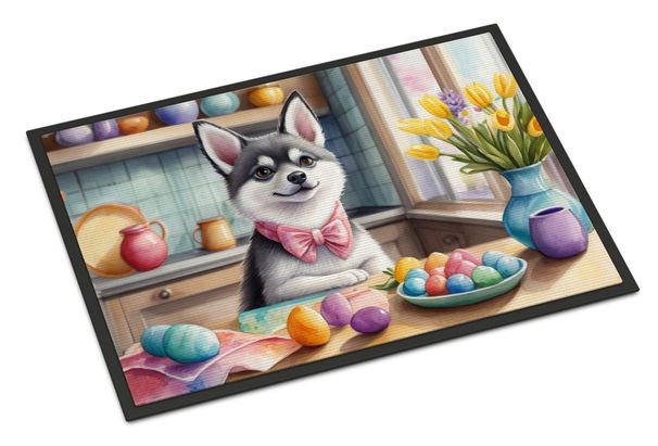 Decorating Easter Alaskan Klee Kai Doormat Front Door Mat Indoor Outdoor Rugs For Entryway, Non Slip Washable Low Pile, 24H X 36W_maomaolike.com