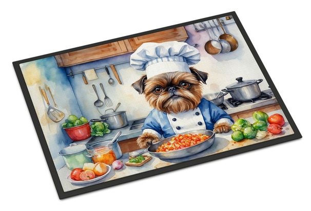 Brussels Griffon The Chef Doormat Front Door Mat Indoor Outdoor Rugs For Entryway, Non Slip Washable Low Pile, 24H X 36W_maomaolike.com
