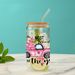 Modern Minimalist Christmas Borosilicate Glass Tumbler With Bamboo Lid & Straw – 16oz Eco-Friendly Leak-Proof Drinkware_maomaolike.com