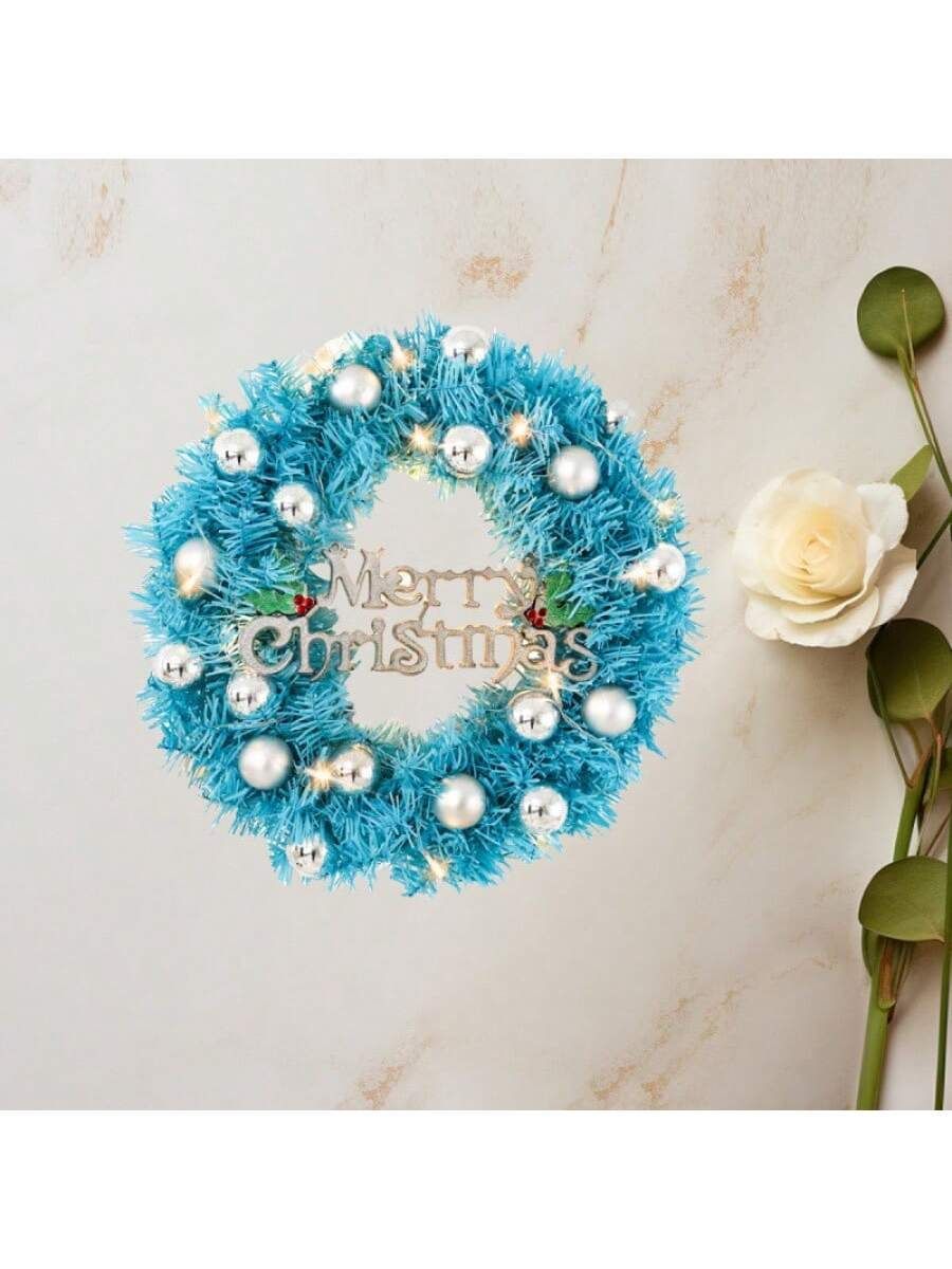 Maritown 24 Inch Blue Christmas Wreaths For Front Door Artificial Christmas Wreath Decorated With Christmas Ball Ornaments Xmas Ornament Wreath For Home Party Indoor Outdoor Window Decor_maomaolike.com
