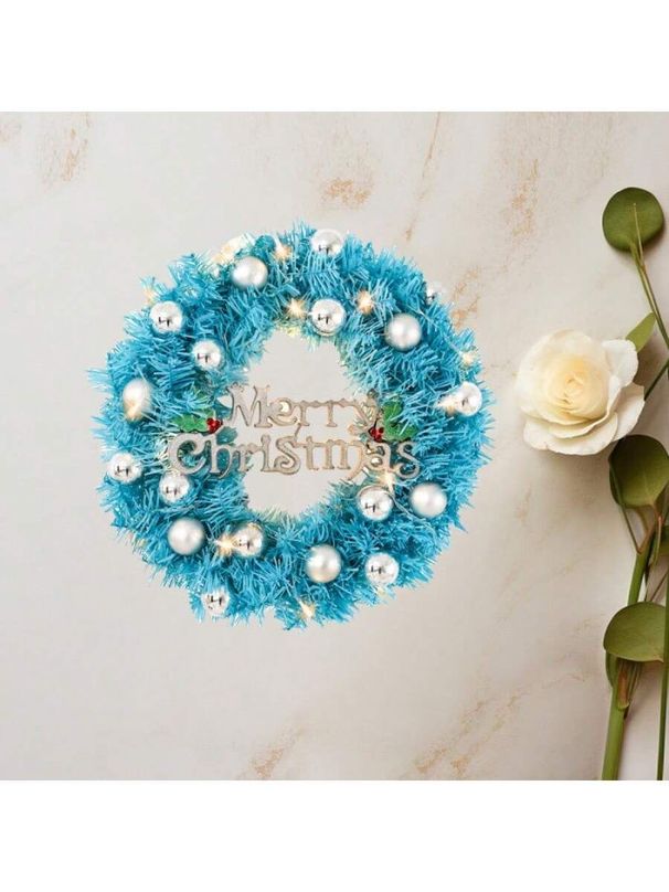 Maritown 24 Inch Blue Christmas Wreaths For Front Door Artificial Christmas Wreath Decorated With Christmas Ball Ornaments Xmas Ornament Wreath For Home Party Indoor Outdoor Window Decor_maomaolike.com