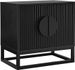 WOODEEM Modern Black Night Stand 24" Wide With Solid Wood Doors, Bedroom Nightstand 24" Tall Bedside Tables, Mid Century Vintage Fluted Sofa End Side Table Living Room_maomaolike.com