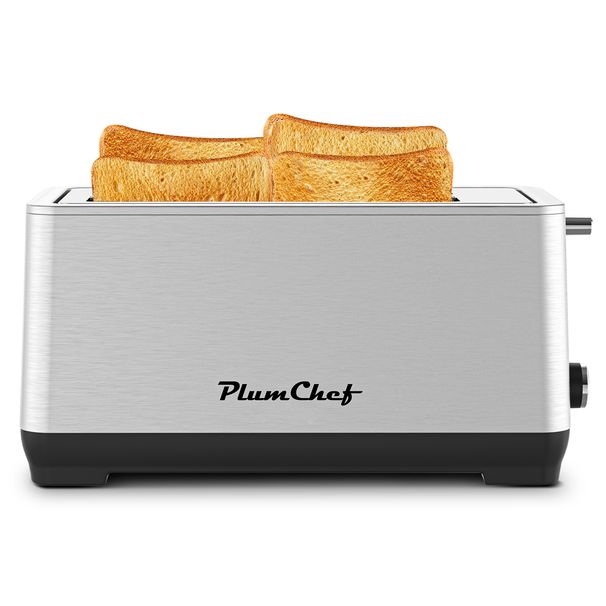 4-Slice Toaster, Extra Wide Long Slot Toaster, 6 Settings, Bagel, Defrost, Reheat, Removable Crumb Tray, Upgraded Stainless Steel, Silver, Resale Prohibited_maomaolike.com