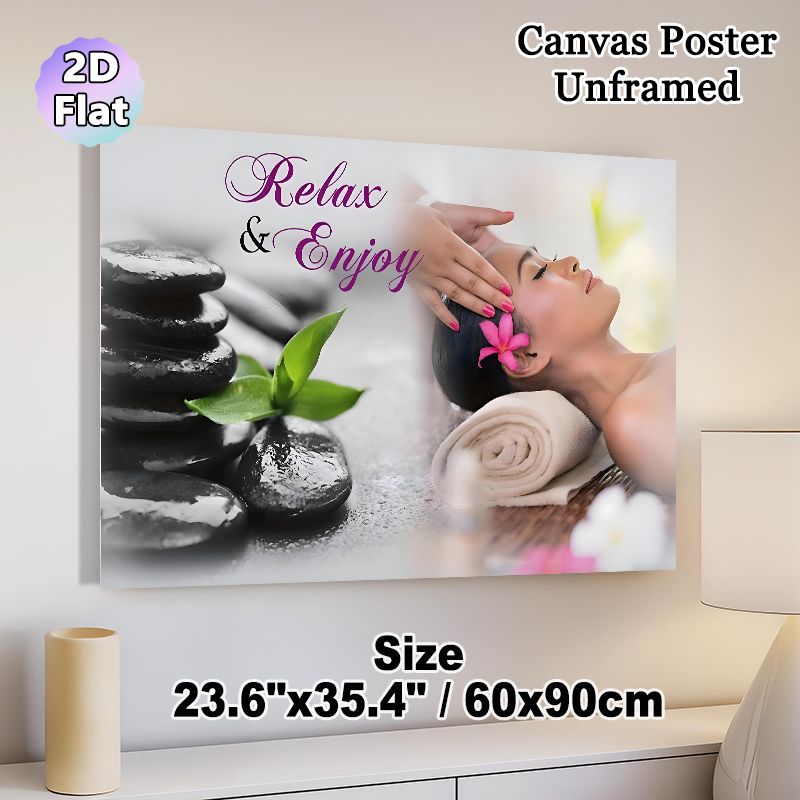Spa Relaxation Painting Poster, Serene Soft-toned Spa Scene Poster, Tranquil Design With Massage Scene, Zen Stones & Floral Accents, Ideal For Spa_maomaolike.com