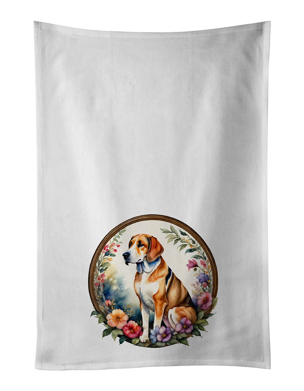 American Foxhound And Flowers Kitchen Towel Set Of 2 White Dish Towels Decorative Bathroom Hand Towel For Hand, Face, Hair, Yoga, Tea, Dishcloth, 19 X 28", White_maomaolike.com