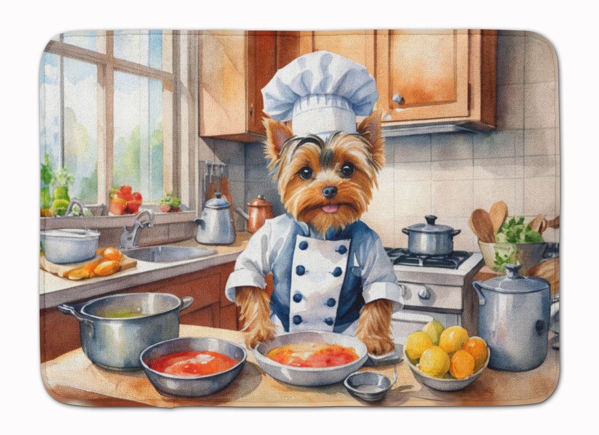 Yorkie Yorkshire Terrier The Chef Memory Foam Kitchen Mat Machine Washable Anti-Fatigue Mat Cushion Comfort Bath Mat Or Kitchen Rug_maomaolike.com