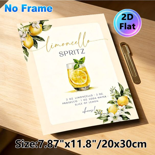 Limoncello Spritz Recipe Painting Poster, Delicate Watercolor-style Cocktail & Lemon Motif Poster, Practical Drink Recipe Display, Ideal For Home Bar_maomaolike.com