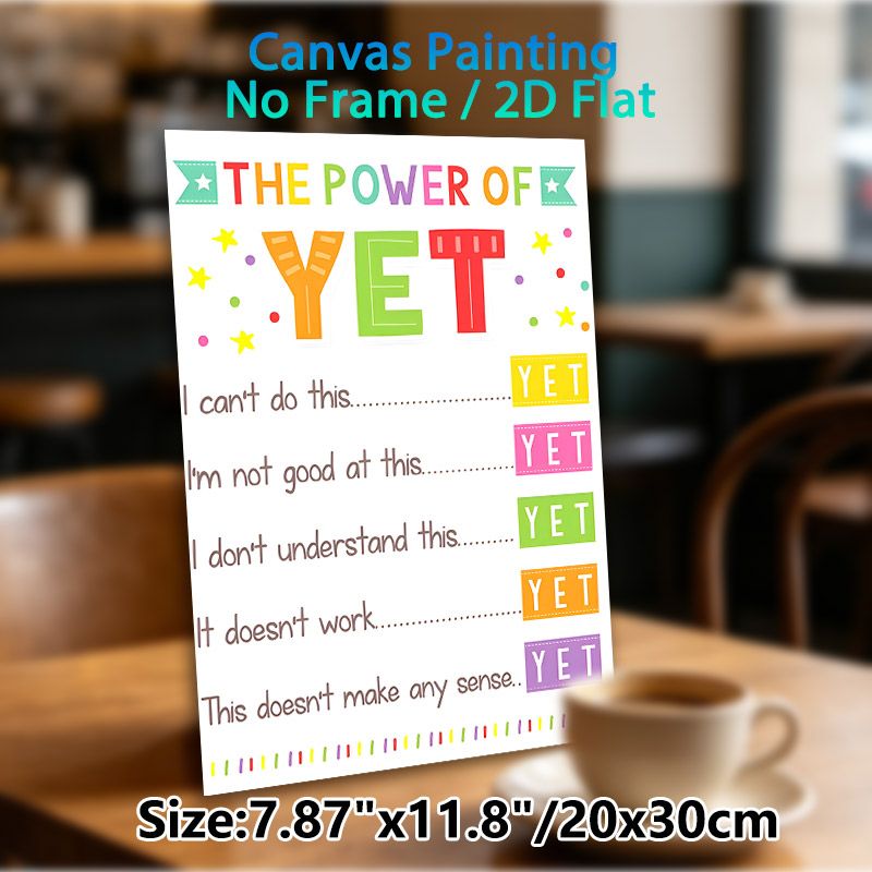 The Power Of Yet Motivational Painting Poster, Vibrant Colorful Typographic Poster, Inspiring Growth Mindset Decor Ideal For Office, Study Space_maomaolike.com