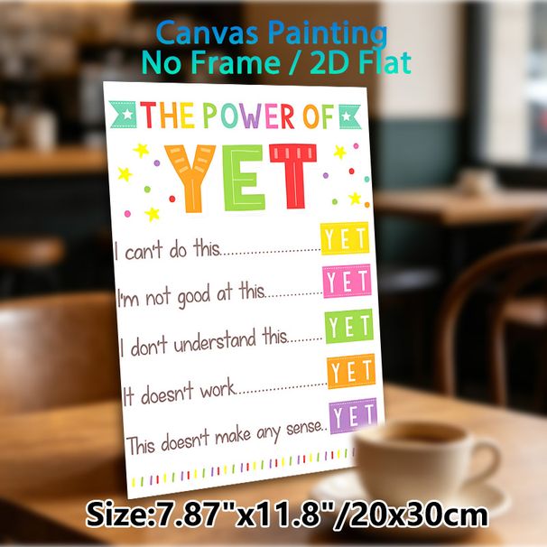 The Power Of Yet Motivational Painting Poster, Vibrant Colorful Typographic Poster, Inspiring Growth Mindset Decor Ideal For Office, Study Space_maomaolike.com