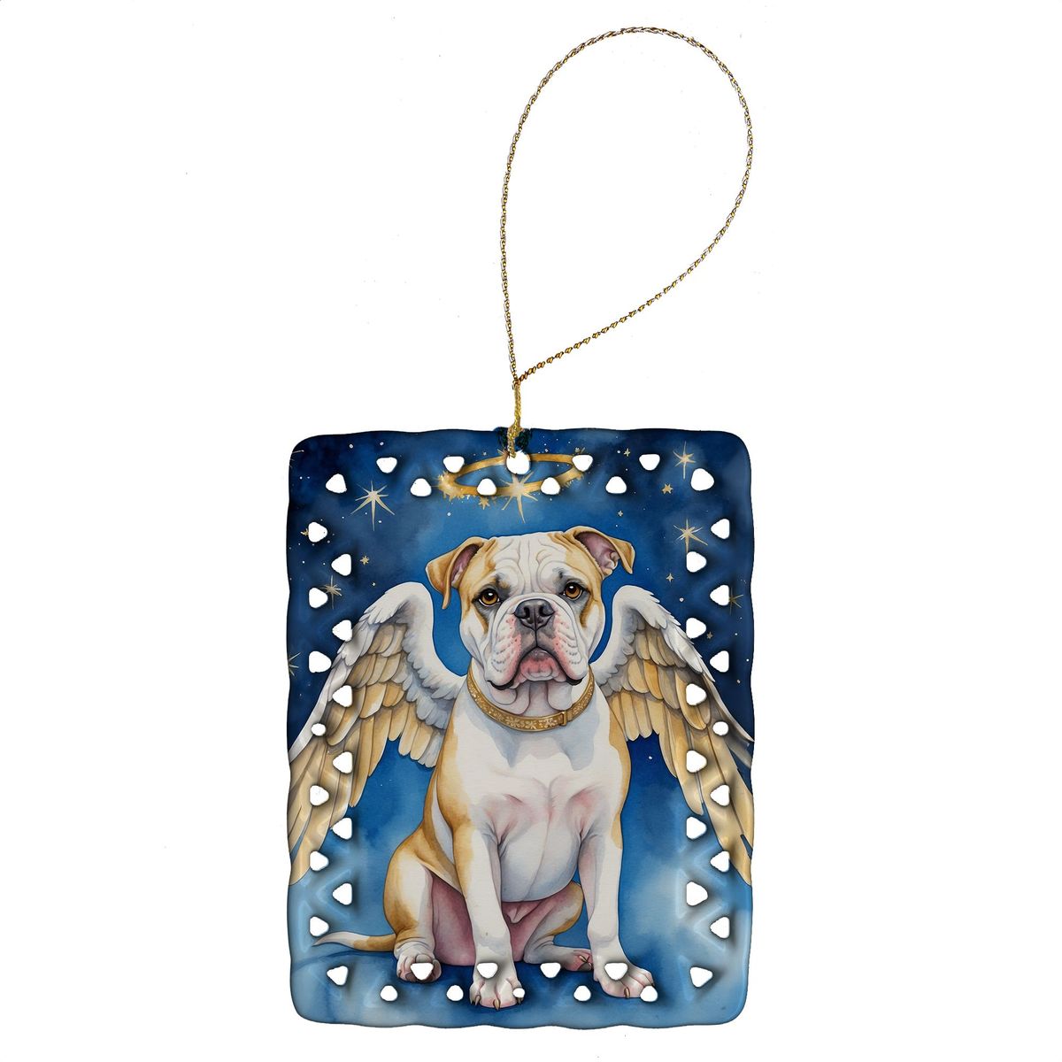 American Bulldog My Angel Porcelain Ornament Christmas Tree Hanging Decorations For Home Christmas Holiday, Rectangle, Gift, Multicolor_maomaolike.com